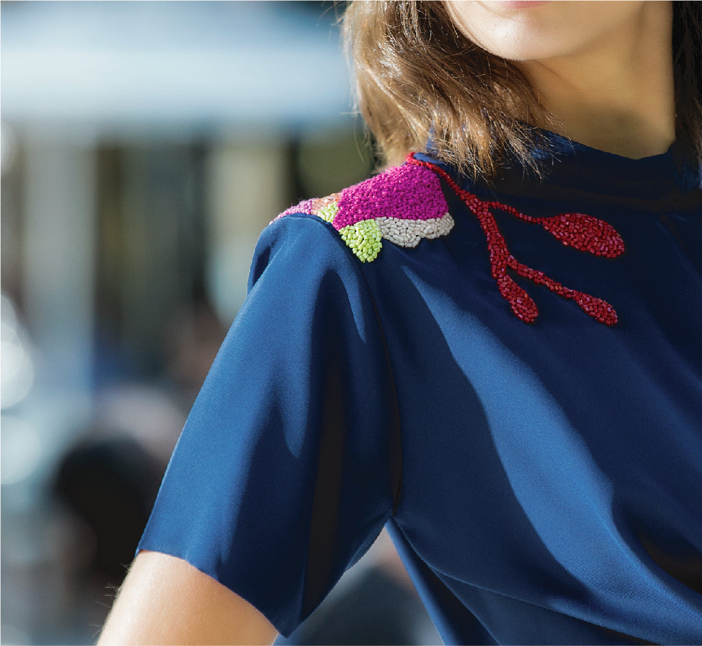 Look 1 - Navy Embroidered Set